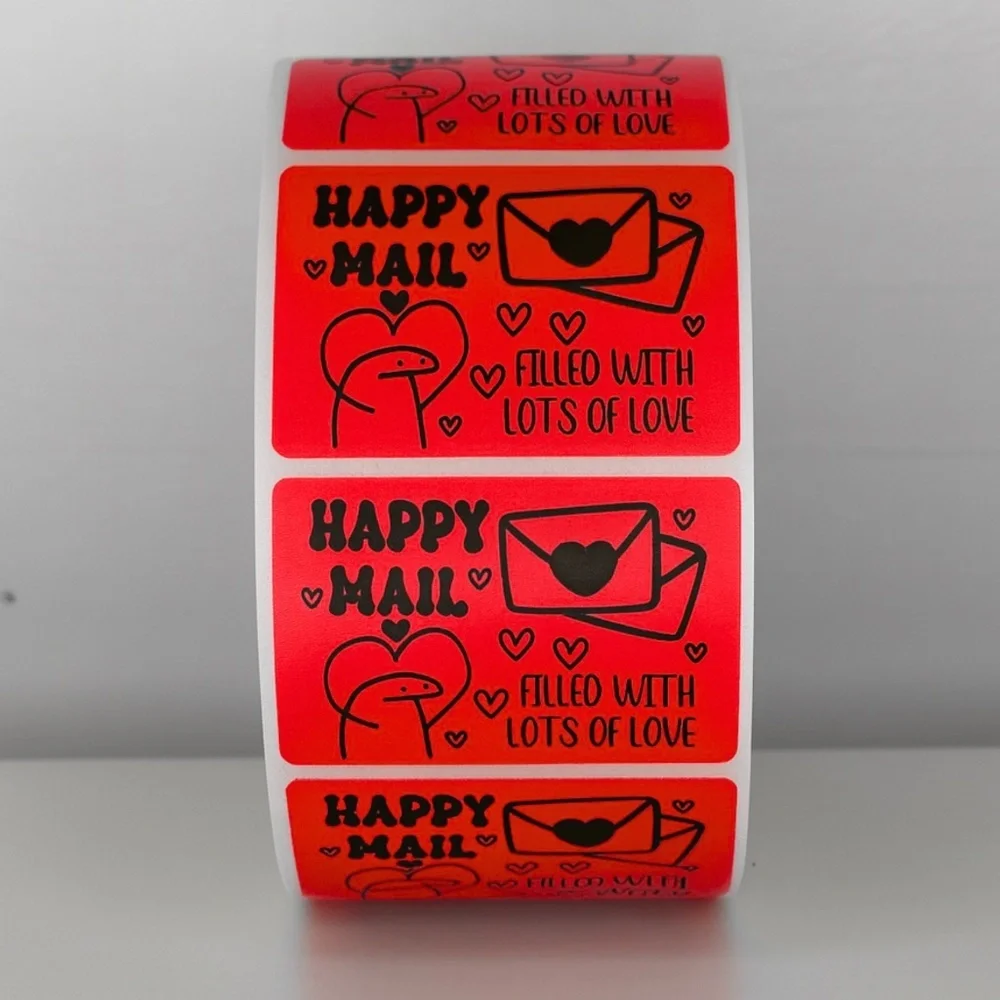 Happy Mail Stickers Filled With Love | Mint Cute Packaging Labels Heart